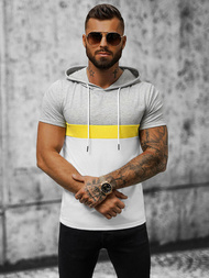 T-Shirt męski z kapturem szary OZONEE JS/8T982