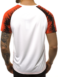 T-Shirt męski biało-pomarańczowy OZONEE JS/KS2068