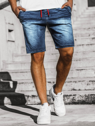 Spodenki męskie jeansowe niebiesko-czerwone OZONEE JS/KK1071