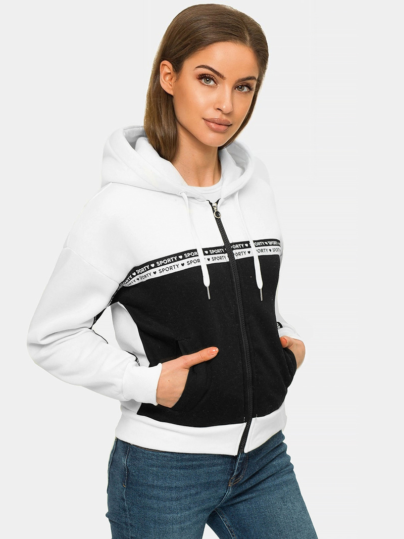 Жіноча Толстовка Бiло-Чорна OZONEE JS/B26044