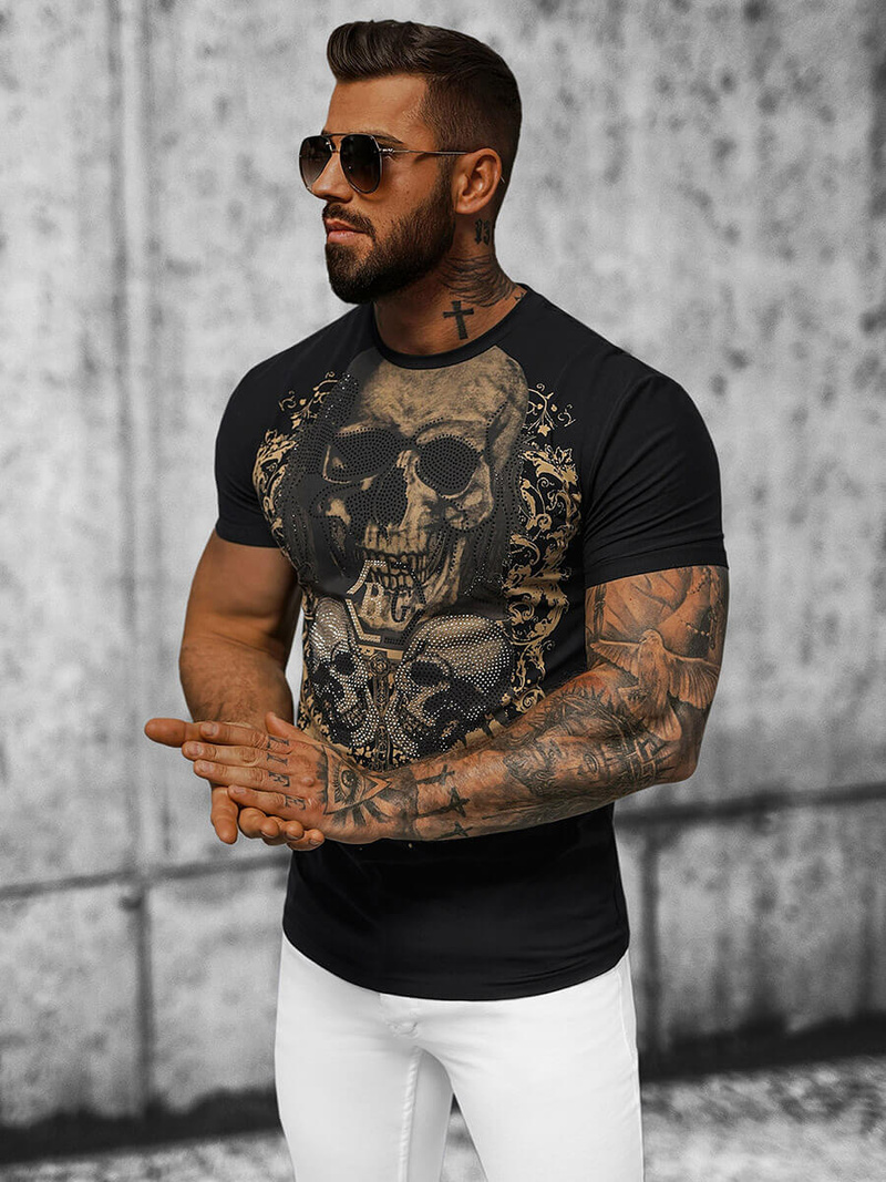 T-shirt męski slim fit czarny OZONEE NB/MT3020