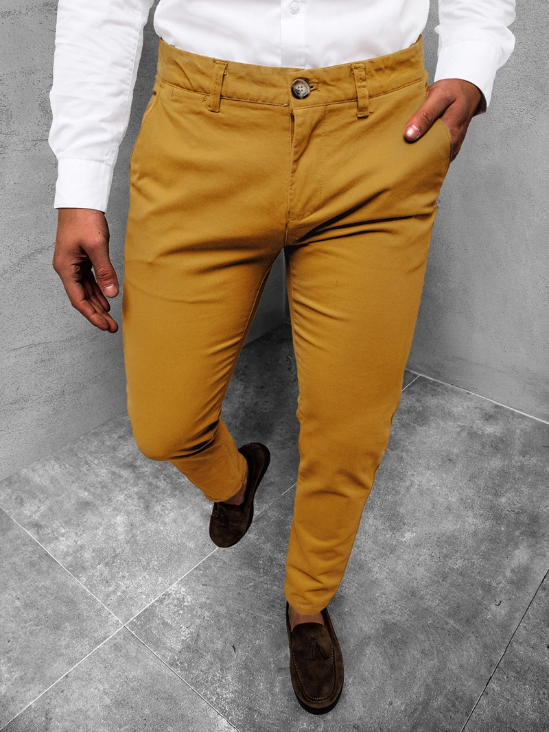 Spodnie chinosy męskie ciemno-żółte OZONEE JB/JP1146/4