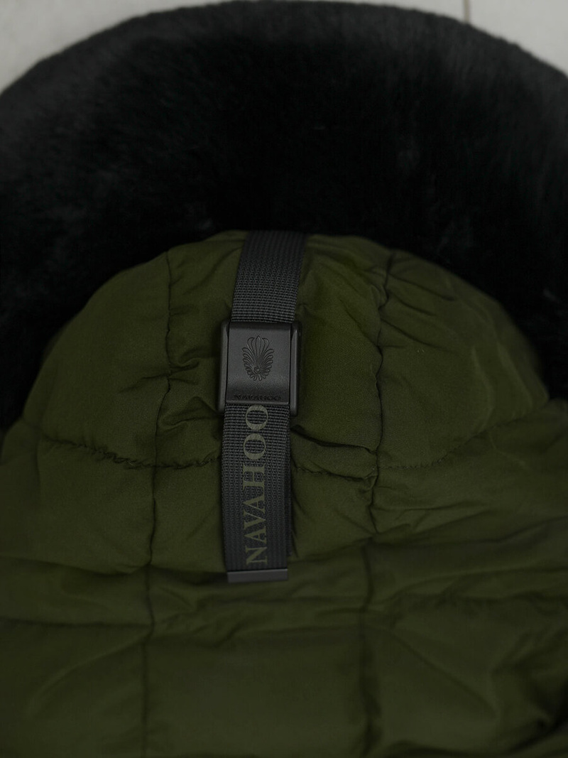 Kurtka zimowa damska długa pikowana khaki OZONEE O/W377Z