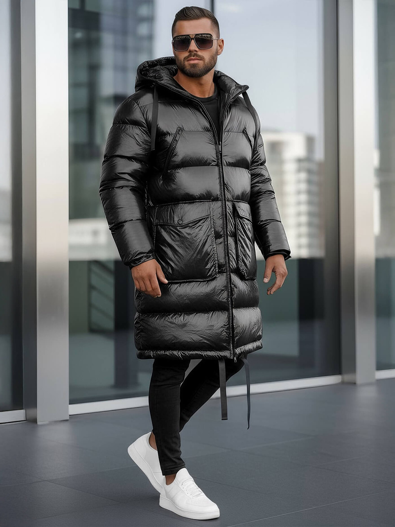 Kurtka zimowa męska długa czarna OZONEE O/M3205Z