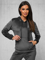 Komplet dresowy damski welurowy grafitowy OZONEE JS/35C1612/5