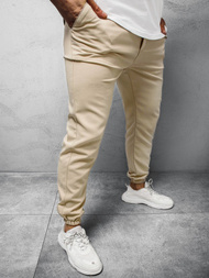 Spodnie męskie chino jogger materiałowe beżowe OZONEE DJ/5539