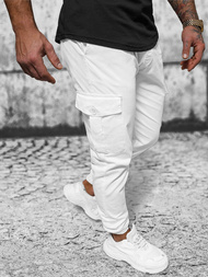 Spodnie męskie joggery białe OZONEE O/PAN23023