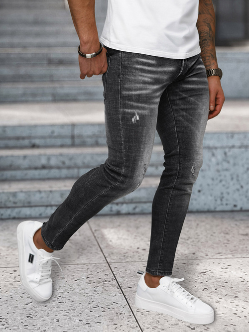 Spodnie jeansowe męskie slim fit czarne OZONEE NB/MP0070N