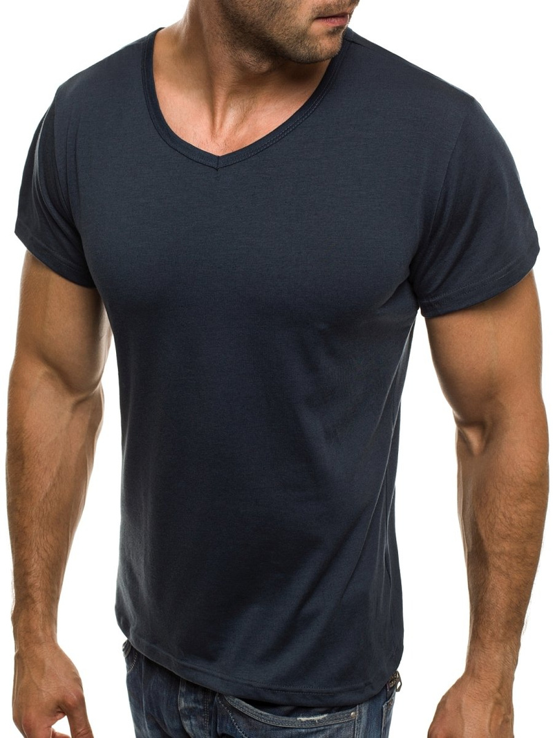 T-Shirt męski bez nadruku granatowy OZONEE JS/712007