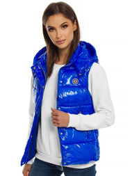 Kamizelka damska pikowana z kapturem niebieska OZONEE O/SW025/2