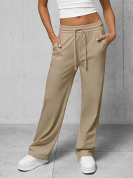 Spodnie jeansowe damskie wide leg beżowe OZONEE O/330097