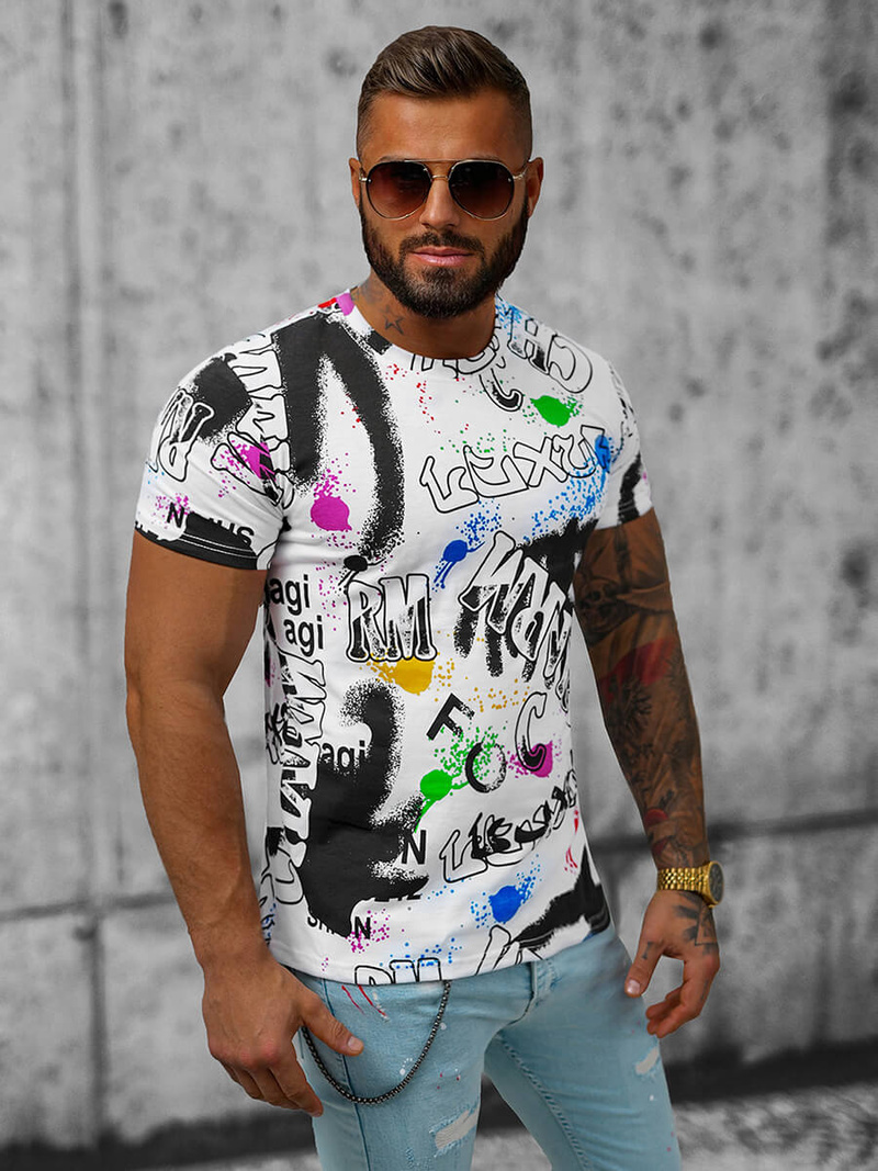 T-shirt męski biały OZONEE JS/8T967