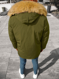 Kurtka zimowa męska parka z futerkiem zielona OZONEE JB/JP1173/8Z