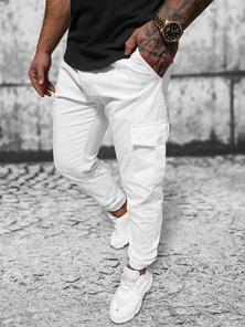 Spodnie męskie joggery białe OZONEE O/PAN23023