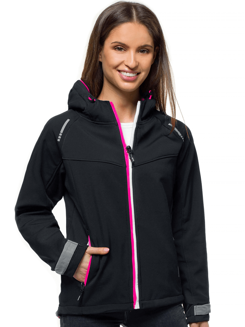 Kurtka softshell damska z kapturem czarna OZONEE JS/KSW6005
