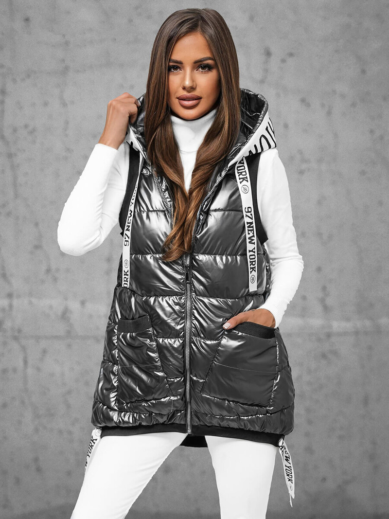 Стьобаний жіночий жилет графіт OZONEE JS/16M9115/105Z