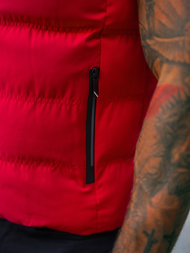 Kamizelka męska pikowana z kapturem czerwona OZONEE JS/5M758/270