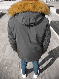 Kurtka zimowa męska parka z futerkiem grafitowa OZONEE JB/JP1173/4Z