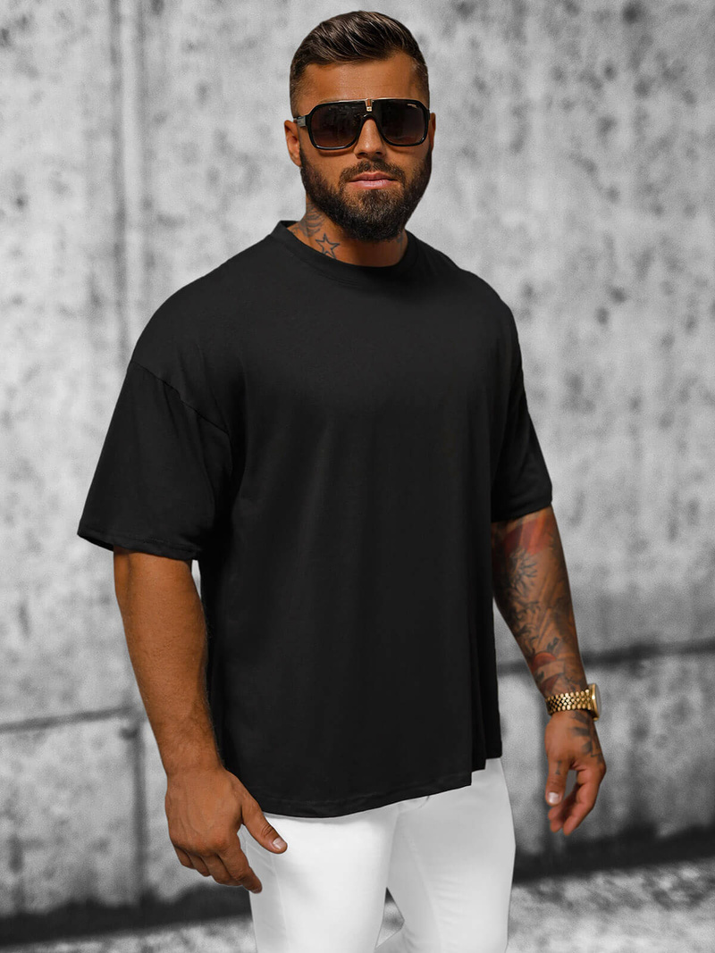 T-shirt męski oversize czarny OZONEE O/3429