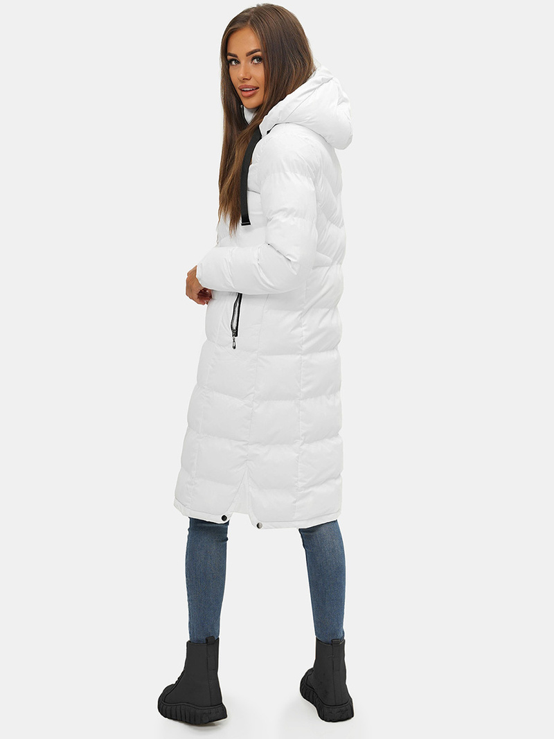 Kurtka damska długa pikowana biała OZONEE JS/M736/281Z