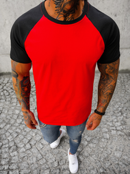 T-shirt męski czerwono-czarny OZONEE JS/8T82/8