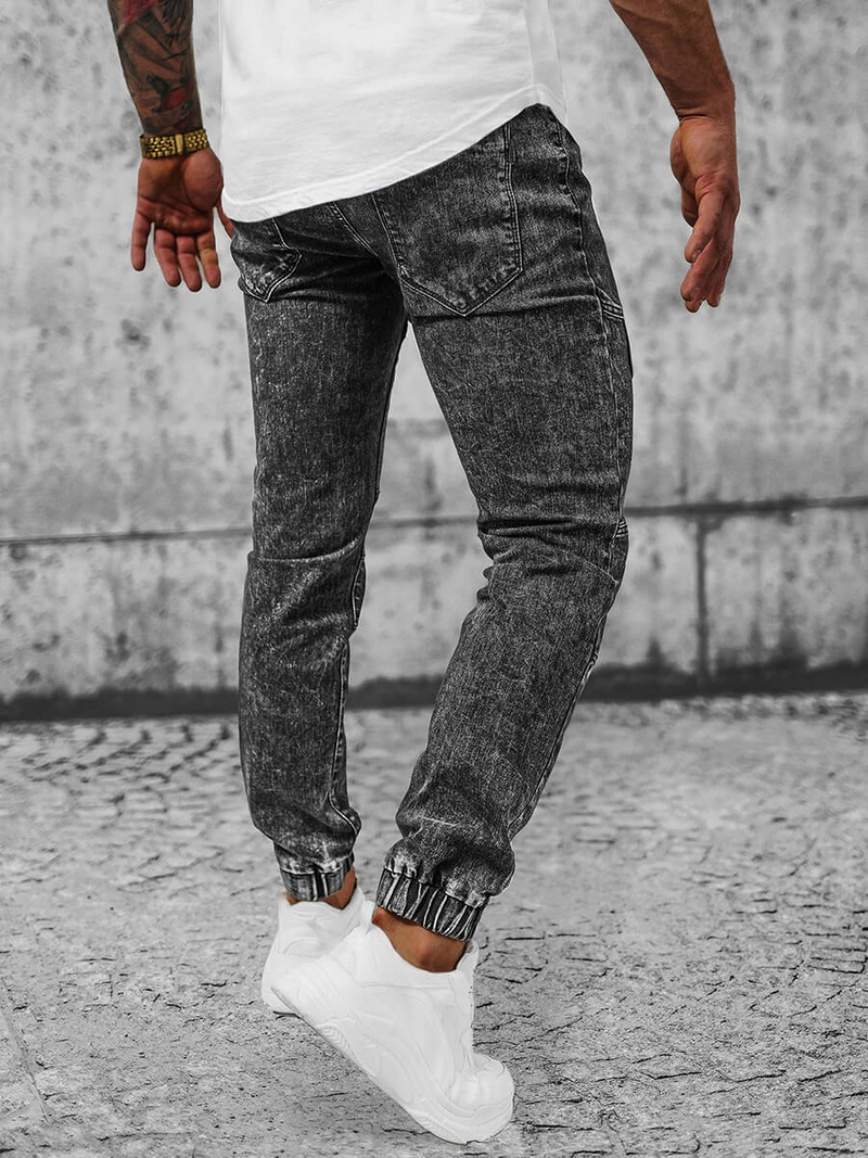 Spodnie jeansowe joggery męskie czarne OZONEE NB/MP0107N