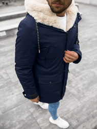 Kurtka zimowa męska parka z futerkiem granatowa OZONEE JS/22M120/4