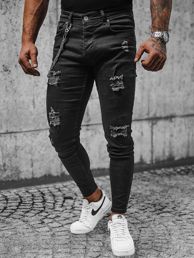 Spodnie jeansowe męskie czarne OZONEE E/5389/02