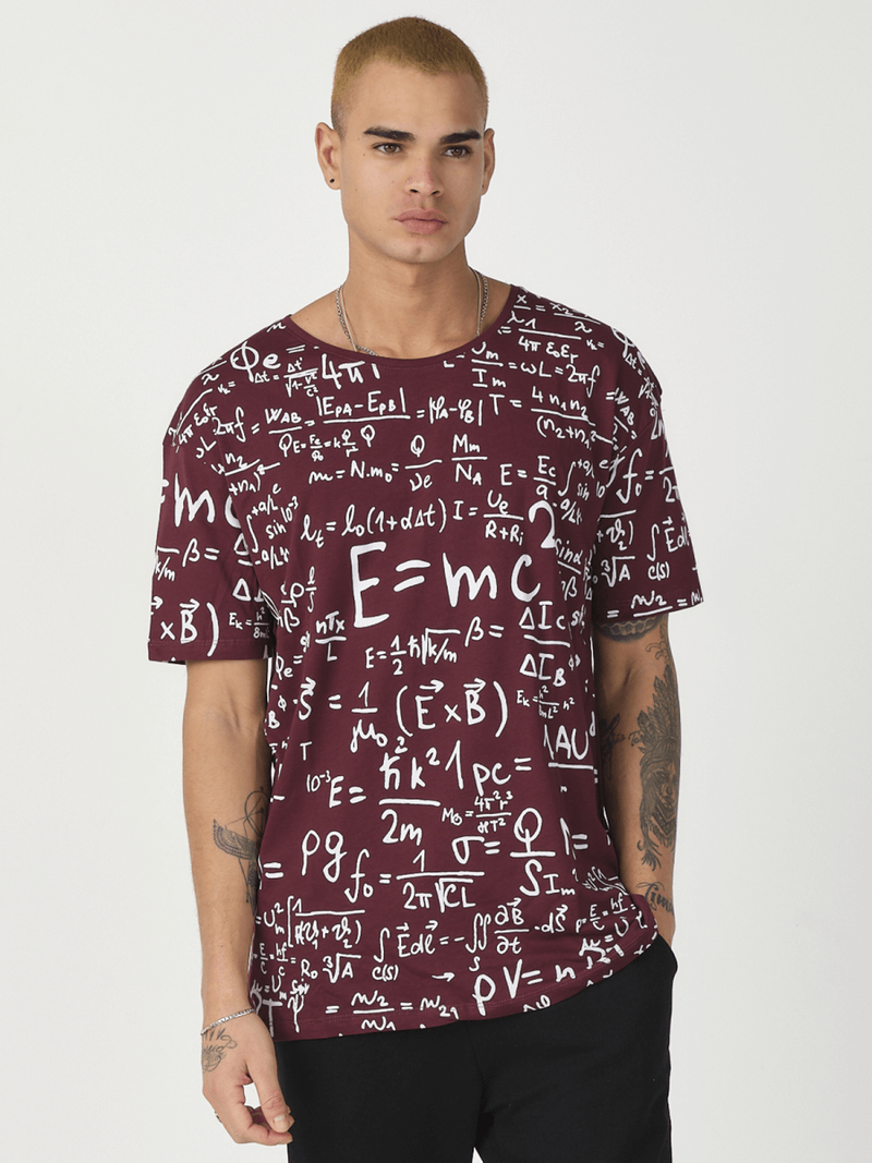 T-Shirt męski z nadrukiem bordowy OZONEE MR/21533