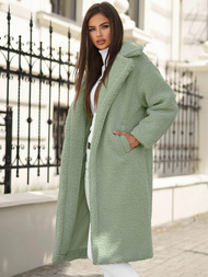 Płaszcz zimowy damski polarowy miętowy OZONEE O/Z01Z