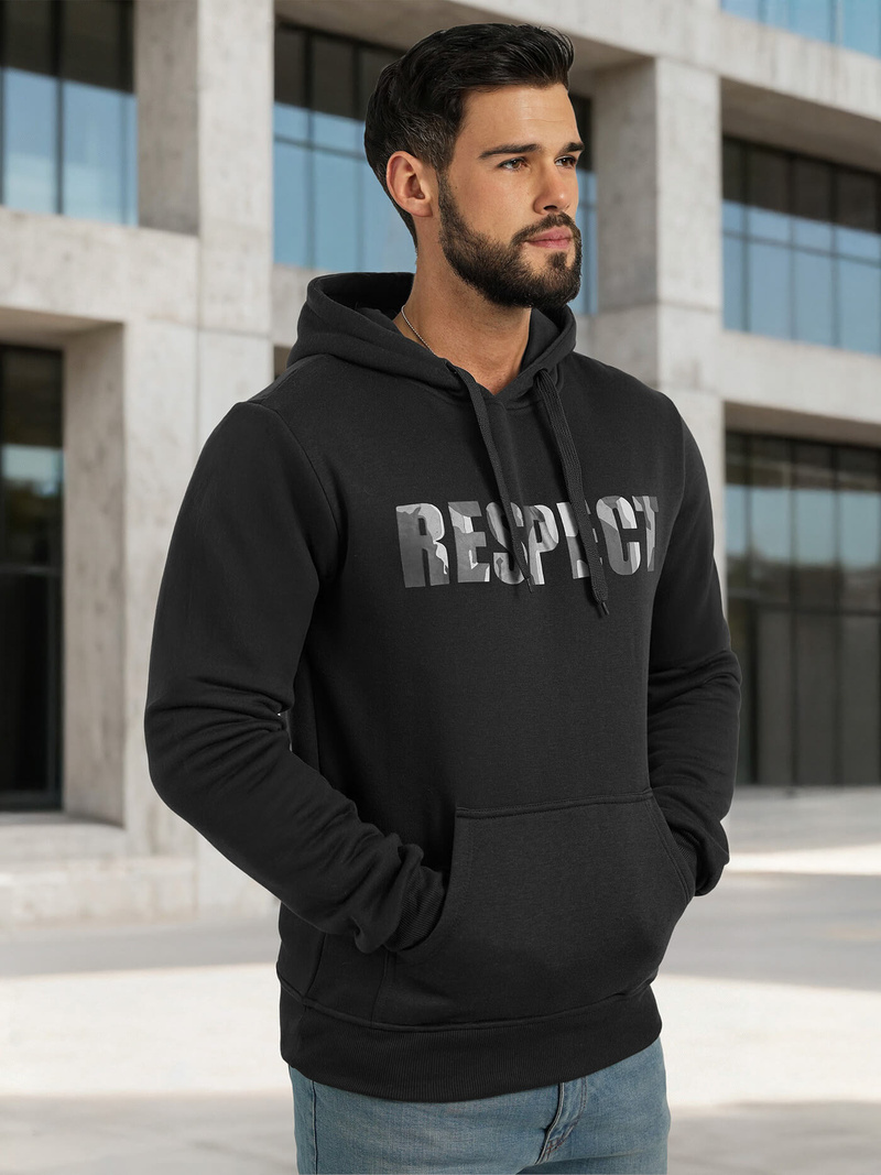 Bluza z kapturem męska czarna OZONEE JS/8B1759/3