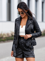 Жіноча шкіряна куртка Чорна OZONEE JS/11Z8009Z