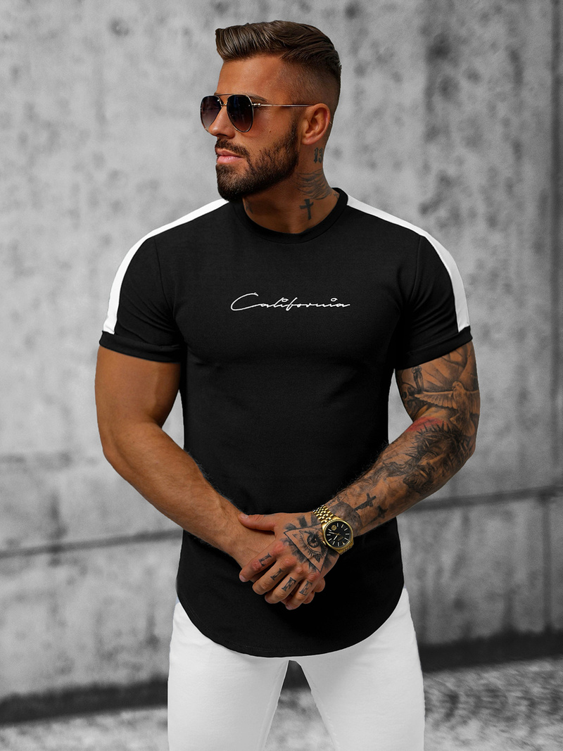 T-shirt męski czarny OZONEE O/P1267