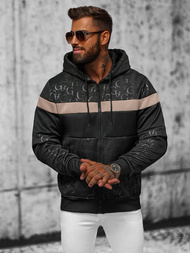 Bluza męska z kapturem rozpinana czarna OZONEE JS/3B557