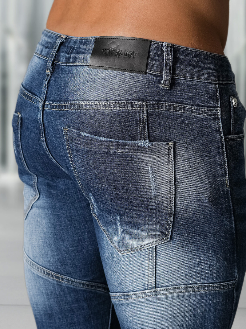 Spodnie jeansowe męskie slim fit niebieskie OZONEE NB/MP0050BZ