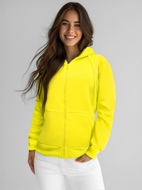 Bluza damska rozpinana z kapturem żółta-neonowa OZONEE JS/W03Z