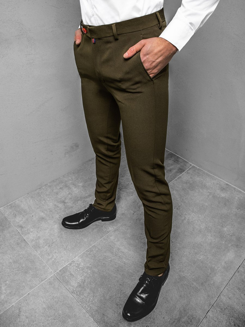 Spodnie męskie chino materiałowe khaki OZONEE DJ/5513
