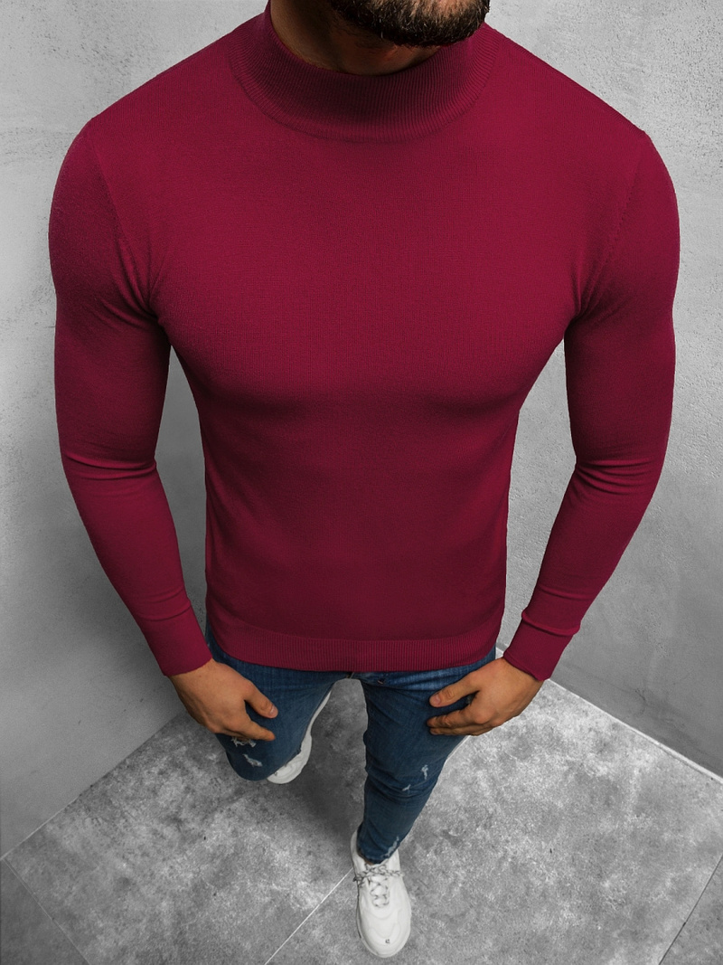 Sweter męski półgolf bordowy OZONEE TMK/YY05/15Z