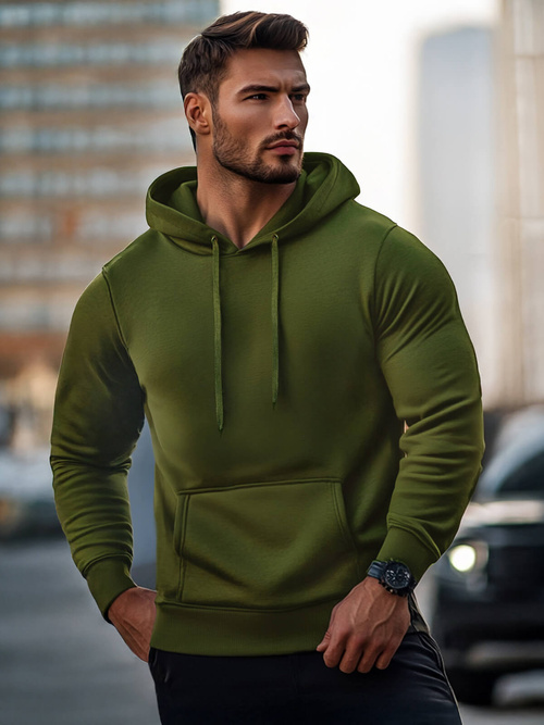 Bluza męska z kapturem khaki OZONEE JS/2009Z