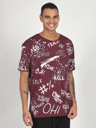 T-Shirt męski z nadrukiem bordowy OZONEE MR/21530