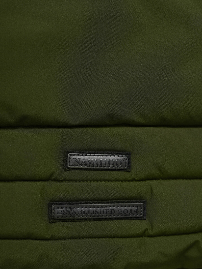 Kurtka zimowa damska długa pikowana khaki OZONEE O/W377