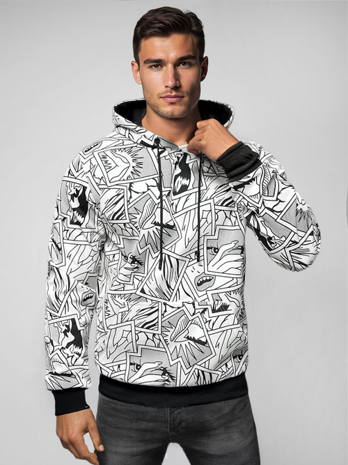 Bluza z kapturem męska biała OZONEE JS/8B1256/1Z