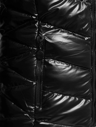 Kurtka zimowa damska pikowana z futerkiem czarno-brązowa OZONEE JS/5M3138/392B