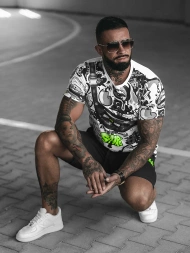 Чоловічий спортивний комплект Бiло-Зелений OZONEE O/HM789Z