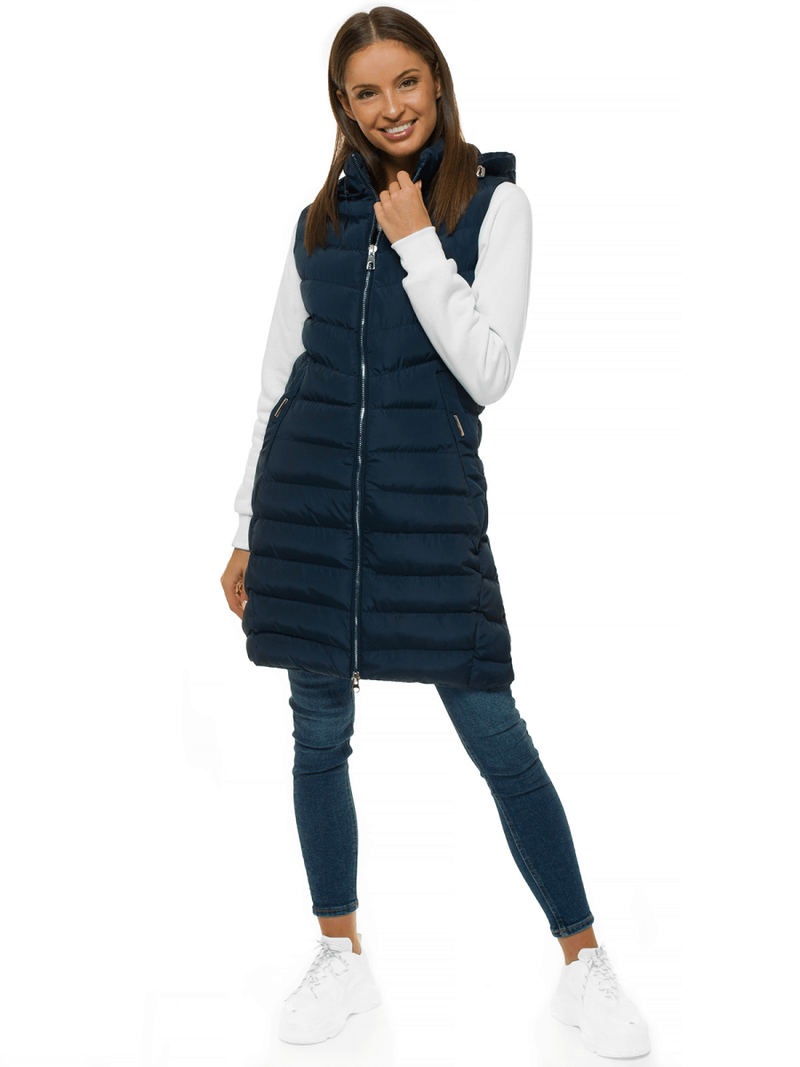 Стьобаний жіночий жилет Темно-Синя OZONEE N/6811/2