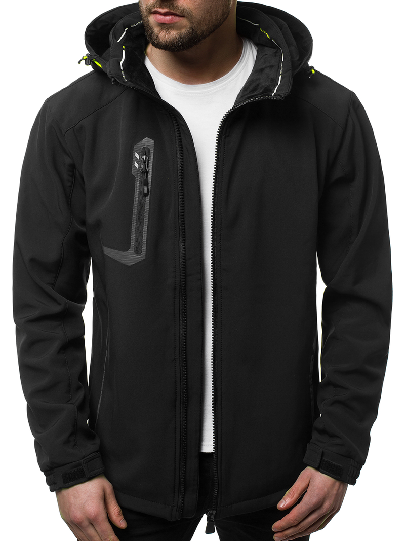 Kurtka softshell męska z kapturem czarno-żółta OZONEE GE/12267