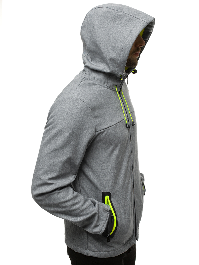 Kurtka softshell męska z kapturem szara OZONEE JS/KS2196