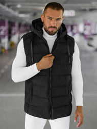 Kamizelka męska pikowana z kapturem czarna OZONEE JS/57M7507/392Z