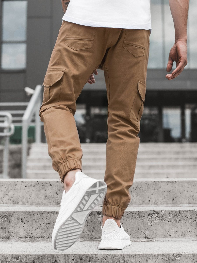 Spodnie męskie joggery camelowe OZONEE A/404