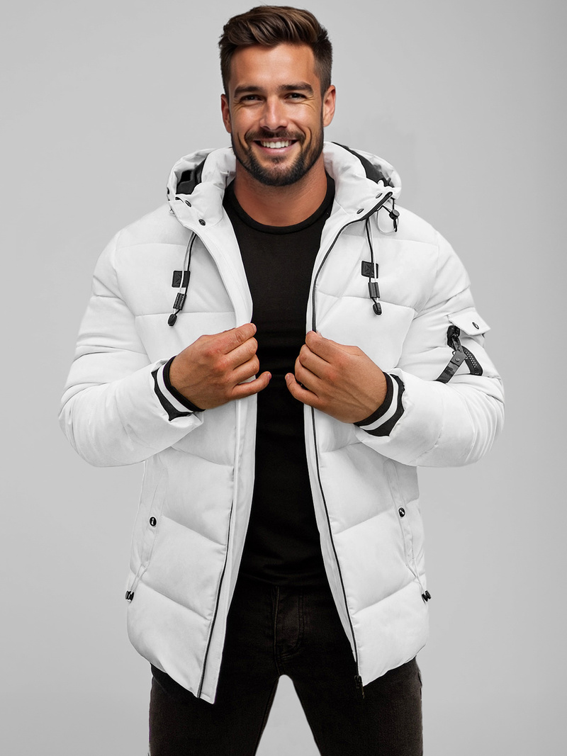 Kurtka męska pikowana biała OZONEE JS/57M7502/281Z